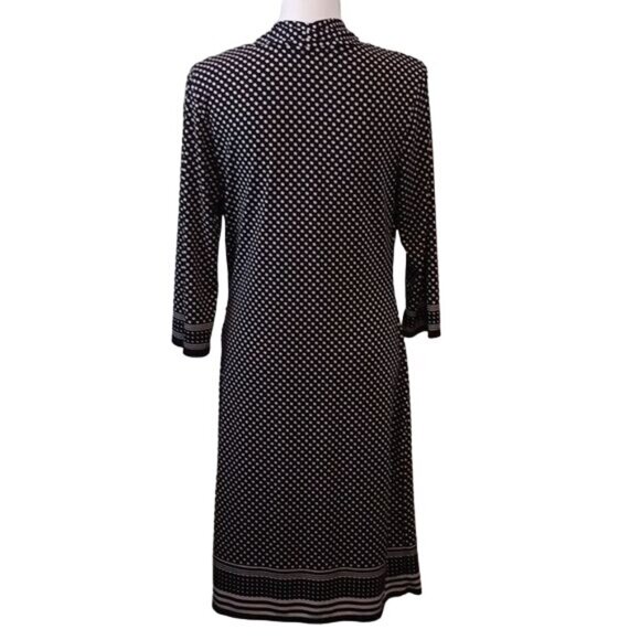 Max Studio Black & White Polka-Dot Surplice Ruched Waist Midi Dress Size L - Picture 6 of 16